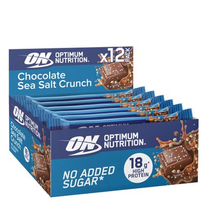 Optimum Nutrition Chocolate Sea Salt Crunch Protein Bars, On-the-Go Pre-Workout and Post-Workout Vegetarian Gym Snack for Men and Women, No Added Sugar Healthy Snacks, 12 x 55 g
