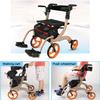 2 in 1 lightweight rollator walker with comfort suspension Convertible to transport chair Height adjustable Foldable and lightweight with seat and backrest walker for seniors and disabled people ( Siz view 2