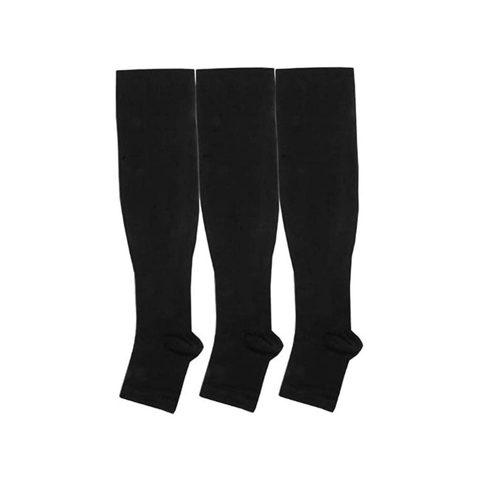 Compress Tolose Women L/XL Open Toe High Knee Support Men Socks Stockings Sports Safety Belts For Work For Men, black, One Size