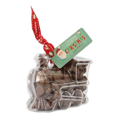 ButtonChocs Christmas Chocolate Train - Merry Christmas. Belgian Milk Chocolate Gift for Christmas.