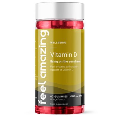 Feel Amazing Vitamin D Gummies, Vegetarian-Friendly, High Strength 25mcg, Supports Immune System, Bone & Muscle Health, 60 Count (2 Month Supply) (1)