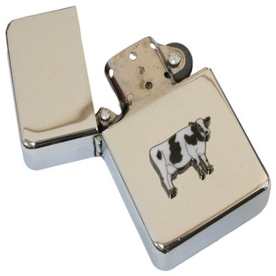 Friesian Cow Petrol Lighter Windproof Stainless Steel with Free Engraving Gift 694