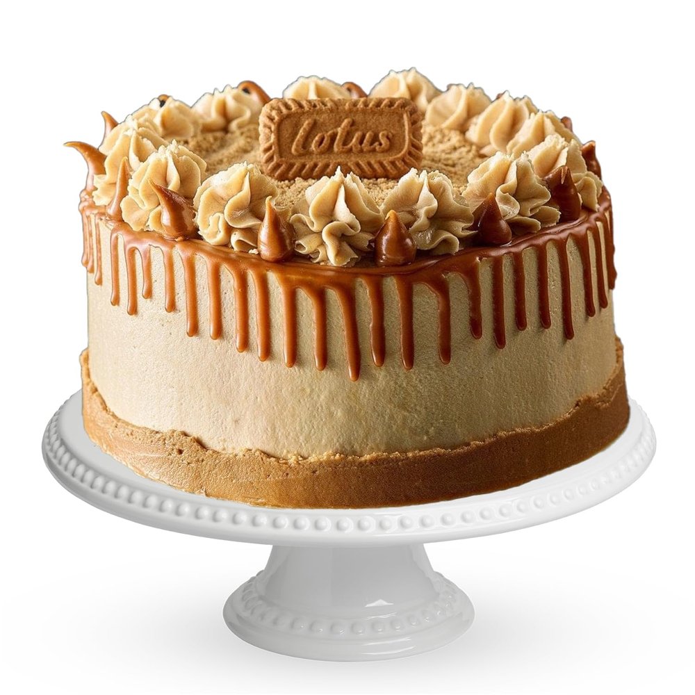 Patisserie Valerie Lotus Biscoff Cake 8" - Fresh Cakes for Delivery - Vegan Birthday Cake -Plant-Based Celebration Cake - Handmade in the UK - Serves 14