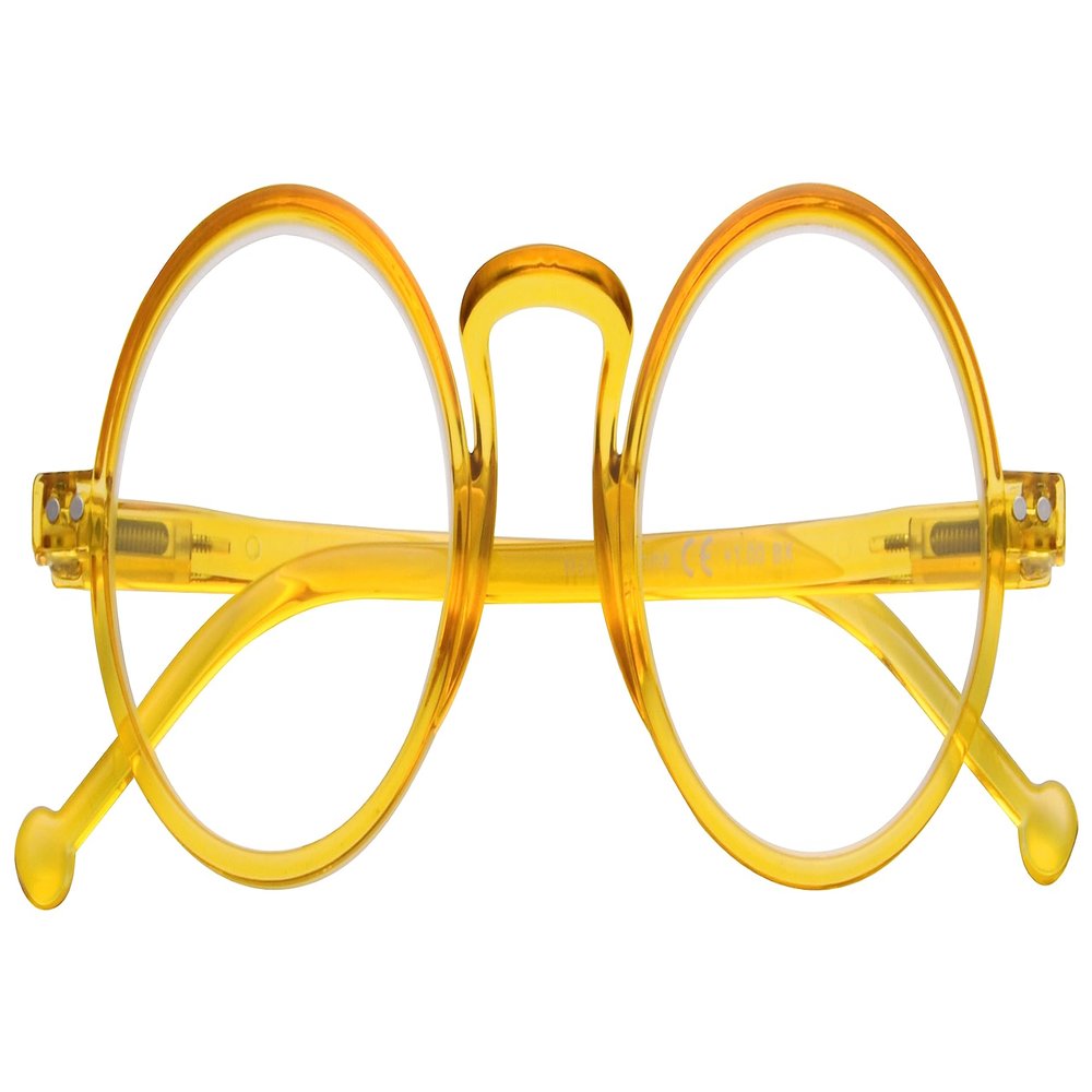 Eyekepper Round Reading Glasses for Women Men Retro Readers - Yellow +3.00