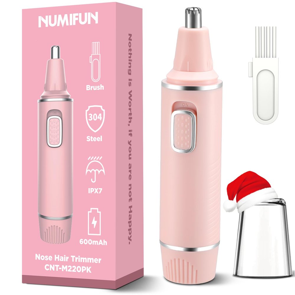 Painless Nose Hair Trimmer for Women Rechargeable 2025 Upgrade Nose Trimmer Ladies Noses Hair Trimmer Dual Edge Blades with IPX7 Waterproof,Powerful Motor,Easy Cleansing,Pink