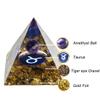 12 Zodiac Orgone Crystal Pyramid, Natural Amethyst Crystal Ball for Taurus Zodiac, 2" Orgone Healing Pyramid for Positive Energy Stress Reduce Healing Meditation Attract Wealth Lucky view 3
