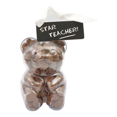 ButtonChocs Star Teacher Chocolate Teddy Bear. Belgian Milk Chocolate Star Teacher Gift. Tutor Gift. Best Teacher.