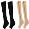 2Pairs Medical Compression Socks for Women Men, 15-20mmHg Knee High Flight Socks Compression Stockings, Zipper Compression Socks for Swollen Varicose Veins Running Nurses Pregnancy Travel (Mixed, S/M) view 1