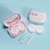 Cute Cat Contact Lens Case Box with Mirror, Portable Travel Contact Lens Box Kit with Tweezers Remover for Home Office view 2