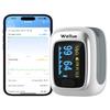 Pulse Oximeter with Offline Storage, Bluetooth Fingertip Blood Oxygen Saturation for SpO2, Pulse rate and PI, Portable Oxygen Monitor with Lanyard and Batteries for Adult & Child view 1
