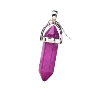 10pcs Natural Crystal Rose Quartz Crystal Point Pendant Quartz Mineral Jewelry Couple Decoration DIY Gift Jewelry,Purple Jade,10pcs