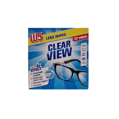 W5 Cleaning Wipes Multi-Purpose Cleaning Wipes for Glasses, Cameras, Binoculars, and More! Suitable for Car Mirrors, Helmet Visors, Computer Screens, Televisions, Mobile Phones (52-Pack)
