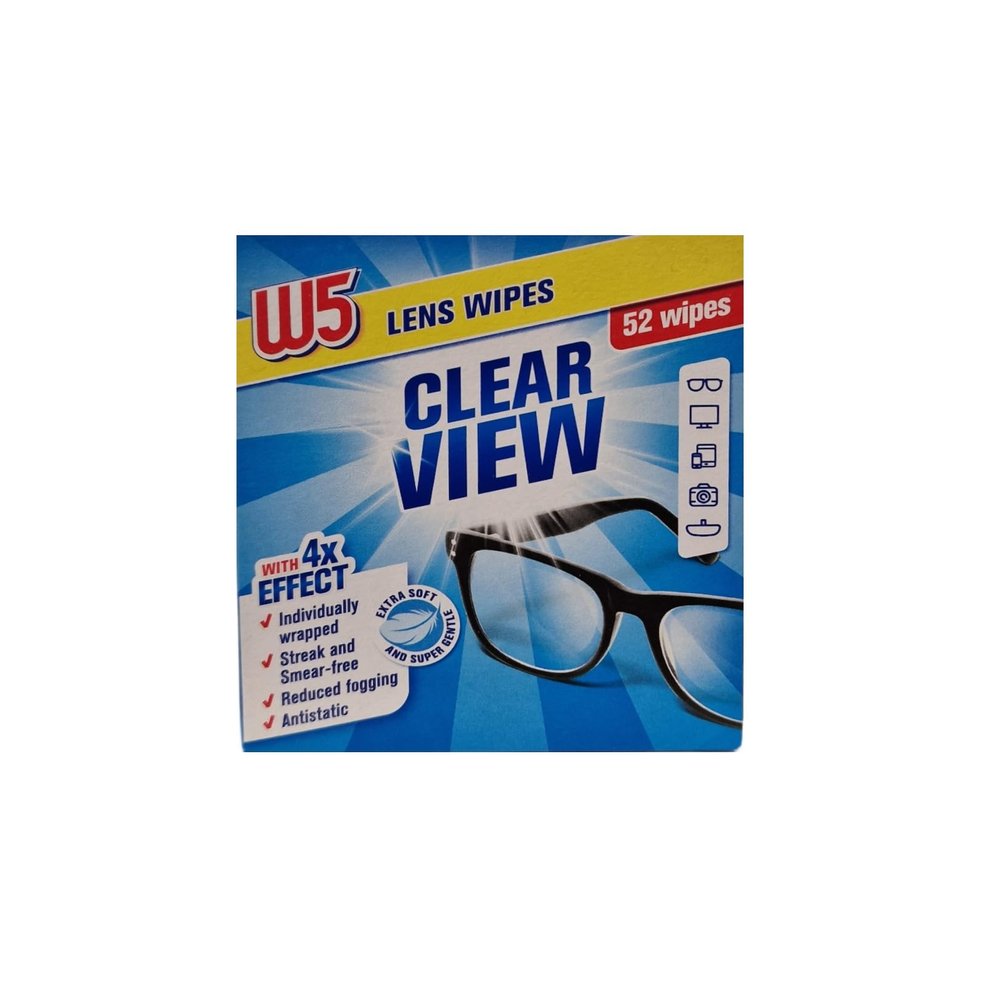 W5 Cleaning Wipes Multi-Purpose Cleaning Wipes for Glasses, Cameras, Binoculars, and More! Suitable for Car Mirrors, Helmet Visors, Computer Screens, Televisions, Mobile Phones (52-Pack)