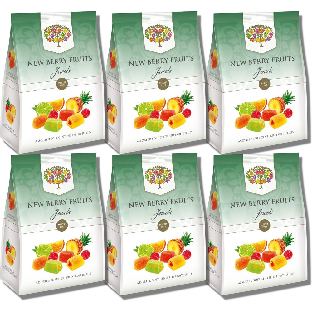 Jelly Fruits Bundle - Newberry Fruits Jewels Bag 160g 6 Packs (New Berry Fruits with Liquid Centre) bundled by The Great British Kitchen