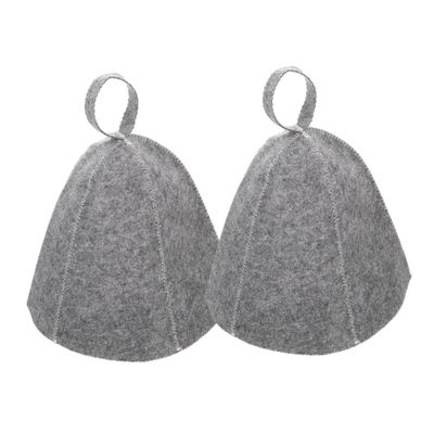 HAKIDZEL 2Pcs Felt Sauna Hat for Men Gray Suit Bath Set Hair Shower Cap Wool Felt Portable Flexible Thickened Breathable Sauna Room Accessories Supple Bathing Hat