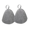 HAKIDZEL 2Pcs Felt Sauna Hat for Men Gray Suit Bath Set Hair Shower Cap Wool Felt Portable Flexible Thickened Breathable Sauna Room Accessories Supple Bathing Hat view 1