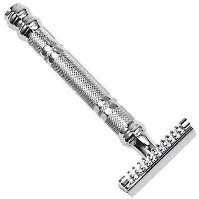 Parker Safety Razor, 24C Three Piece Open Comb Double Edge Safety Razor with Heavyweight Chrome Plated Brass Handle