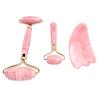 Rose Quartz Roller with Gua Sha Set for Face Natural Authentic Facial Crystal Massager Skin Eyes Neck Tones Firms Depuffs,1 Set view 2