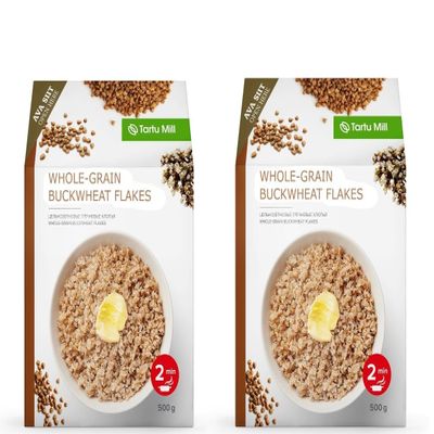 2x 500g WHOLE GRAIN ROASTED BUCKWHEAT FLAKES INSTANT PORRIDGE 1Kg KASHA FROM TARTU MILL