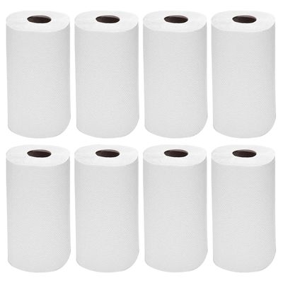 Pack of 8 - Centrefeed White Kitchen Rolls 2 Ply Kitchen Wiping Hand Towels Embossed Recycled Wiping Tissue Rolls Multipurpose Strong 200 Sheets Household Towels for Cleaning Wipe Commercial & Home