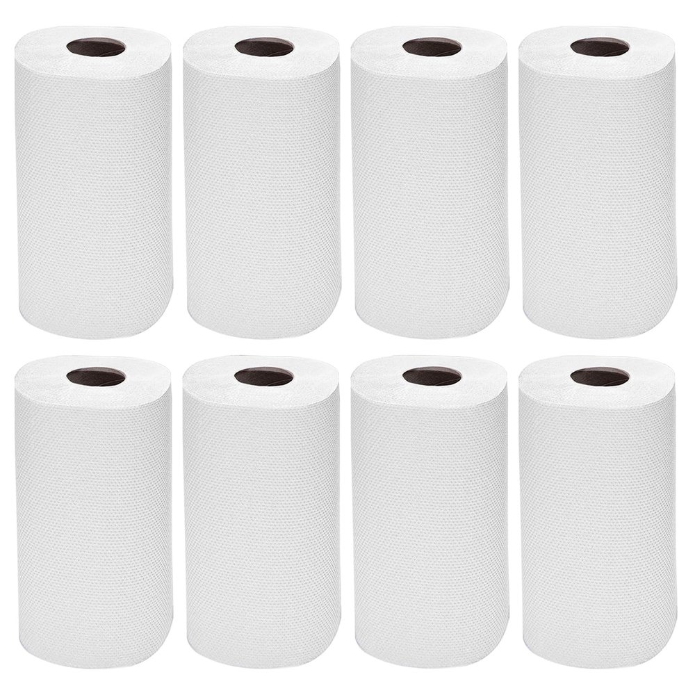 Pack of 8 - Centrefeed White Kitchen Rolls 2 Ply Kitchen Wiping Hand Towels Embossed Recycled Wiping Tissue Rolls Multipurpose Strong 200 Sheets Household Towels for Cleaning Wipe Commercial & Home