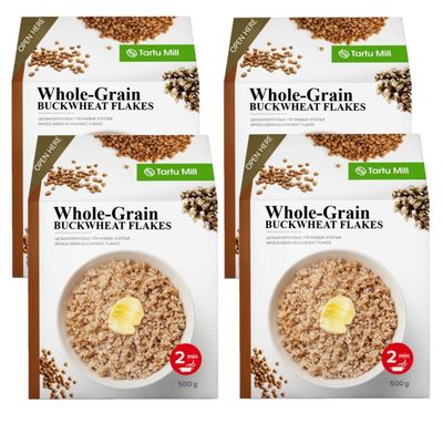 Whole-Grain Roasted Buckwheat Flakes 2kg Instant Porridge, Healthy Kasha, Vegan, High Fiber, GMO-Free, Made in EU