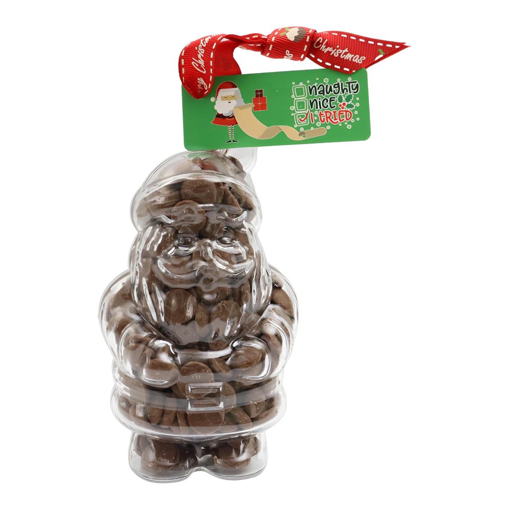 ButtonChocs Christmas Chocolate Father Christmas - Naughty or Nice. Belgian Milk Chocolate Gift.