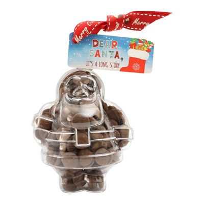 ButtonChocs Christmas Chocolate Santa - It' a Long Story. Belgian Milk Chocolate Gift for Christmas.