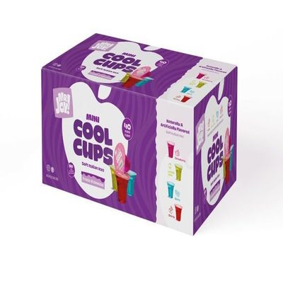 Mr Joys Mini Freeze Cool Cups 40 x 28g- Variety of 40 Soft Italian Mini Cups - Strawberry, Lemon Lime, Berry, Cherry