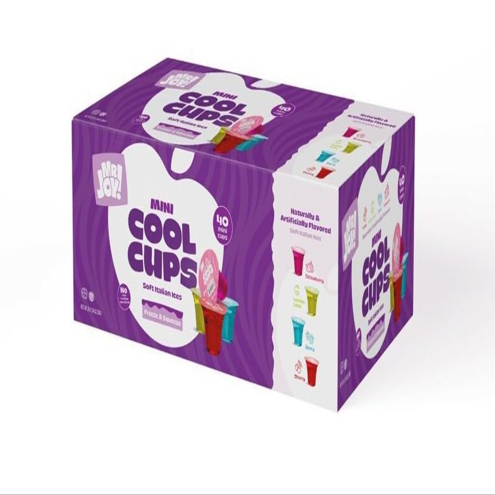 Mr Joys Mini Freeze Cool Cups 40 x 28g- Variety of 40 Soft Italian Mini Cups - Strawberry, Lemon Lime, Berry, Cherry