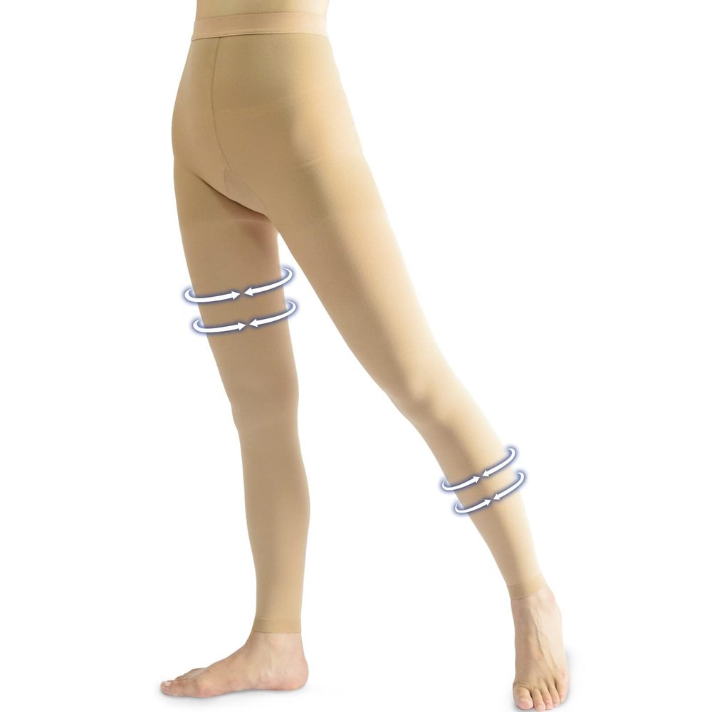 Beister Medical Compression Pantyhose for Women & Men, 20-30mmHg Graduated Support Tights, Opaque Footless Waist High Compression Stockings for Varicose Veins, Edema, Flight