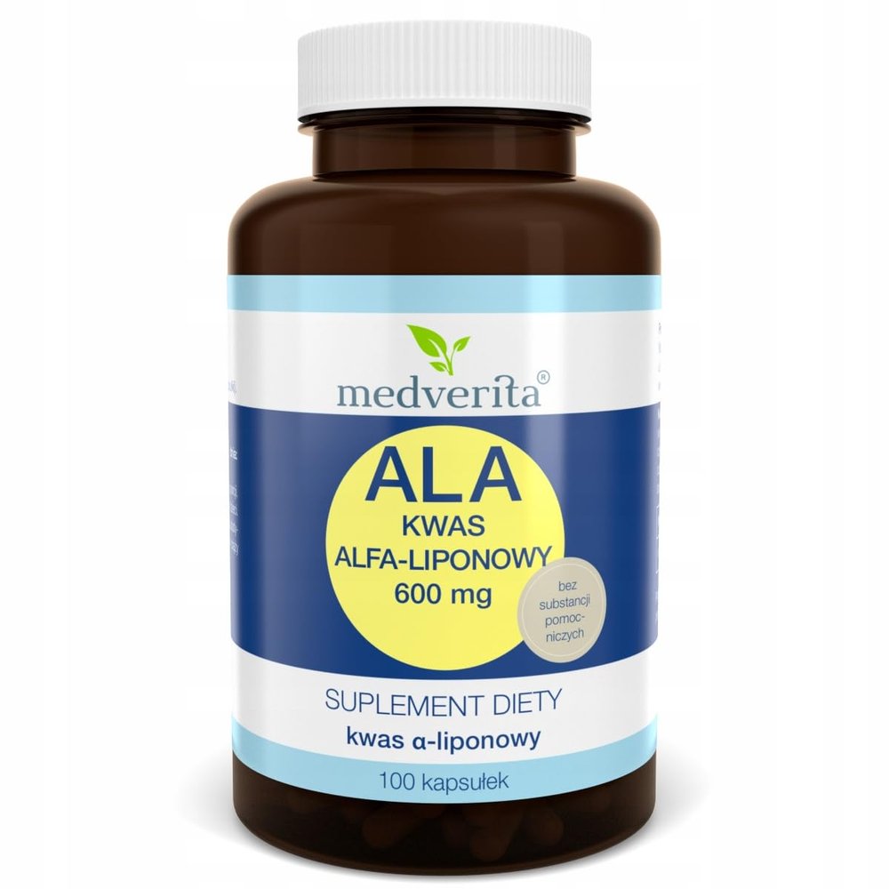Medverita - ALA Alpha Lipoic Acid 600 mg - Lipid and Carbohydrate Metabolism - Dietary Supplement - 1 Capsule per Day - 100 Capsules
