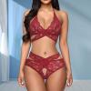 NOAGENJT Sexy Lingerie For Women Naughty Sex/Play Open Crotch Girls' Sleepwear One Piece Deep V Teddy Lace Bodysuit Womens Spaghetti Straps Pajamas view 3