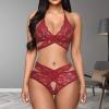 NOAGENJT Sexy Lingerie For Women Naughty Sex/Play Open Crotch Girls' Sleepwear One Piece Deep V Teddy Lace Bodysuit Womens Spaghetti Straps Pajamas view 4