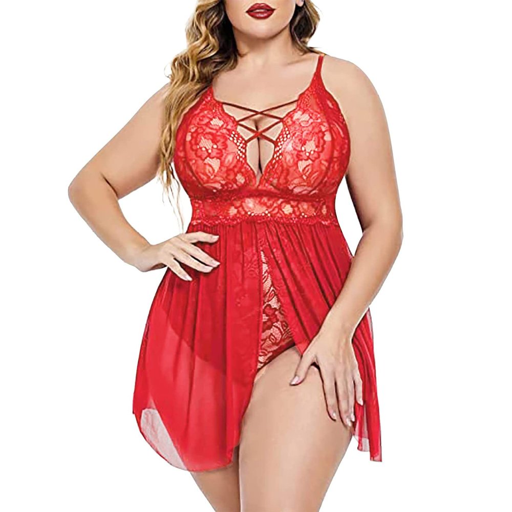 NOAGENJT Lingerie For Women Sexy Naughty Crotchless Latex Bodysuit Sex/Play Plus Size Sleepwear Chemises Slip Babydoll Nightgown Sleep Dress