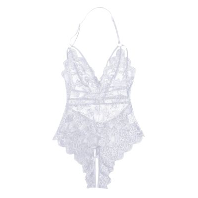 NOAGENJT Plus Size Lingerie With Built In Push Up Bra For Women Sexy Naughty Corset Halter V-Neck Zipper One-Piece Stockings Underwear