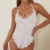 NOAGENJT Plus Size Lingerie With Built In Push Up Bra For Women Sexy Naughty Corset Halter V-Neck Zipper One-Piece Stockings Underwear view 3