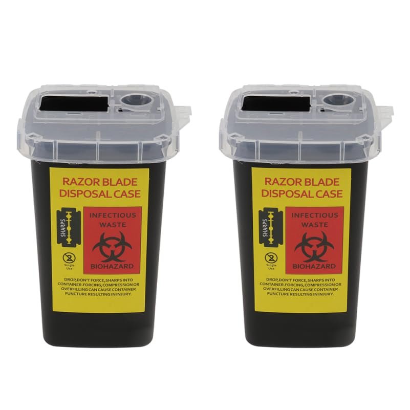 Beavorty 2pcs Boxes Blade Storage Box Razor Disposal Case Barber Blade Garbage Cans Storage Disposable Containers Square Tool Portable Shaver Waste Blades Containers Blades Dispenser Makeup