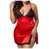 NOAGENJT 2 Piece White Lingerie For Women Dresser Women's Satin Nightgown Mesh Lace Babydoll Ruffle Trim Bow Sleepwear view 1