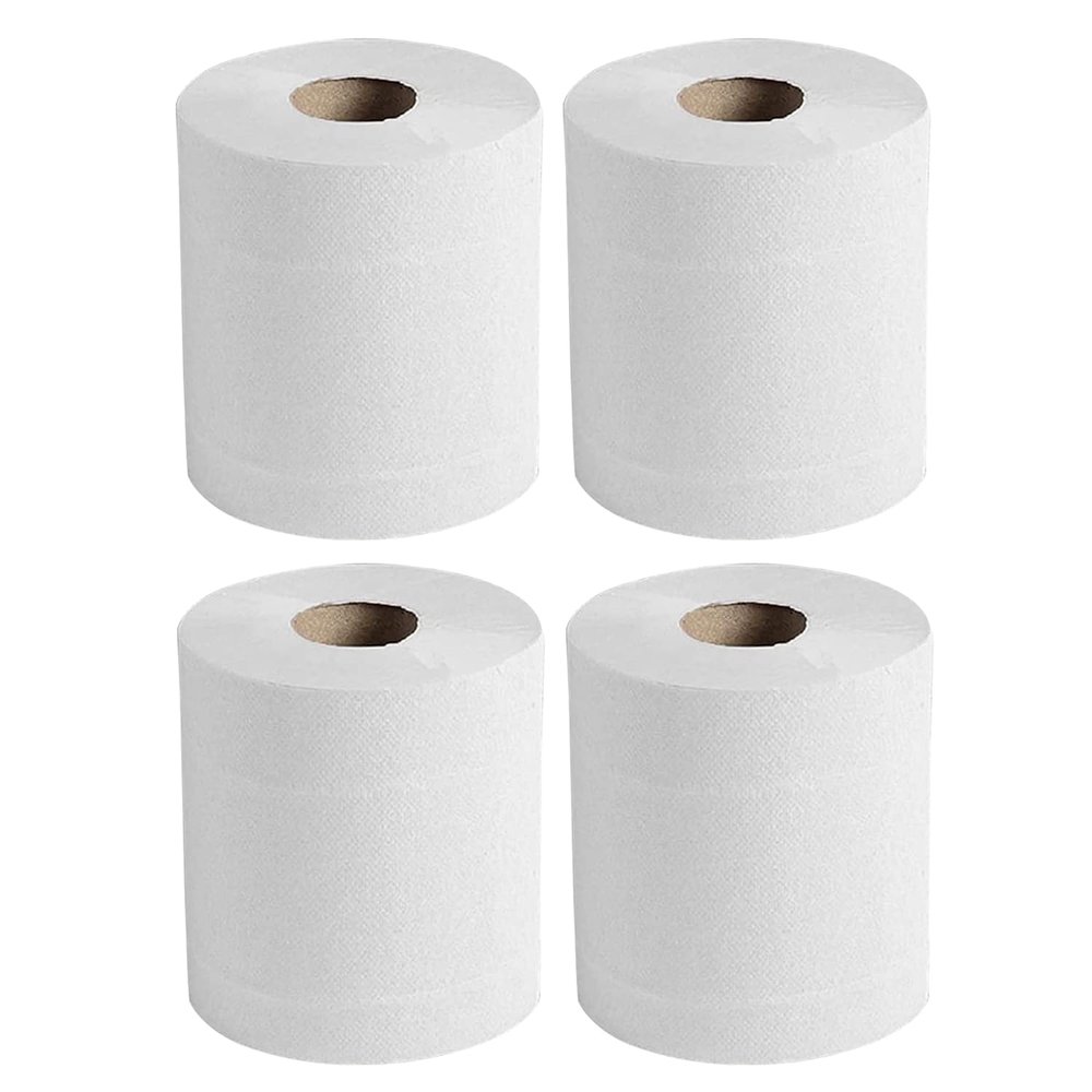(Pack of 4 Rolls) 2-Ply Kitchen Rolls White Centerfeed Kicthen Paper Roll 300 Sheets Per Roll Household Paper Towel Two-Layer Paper Towels Super Absorbent, Strong & Durable Multipurpose Cleaning Rolls