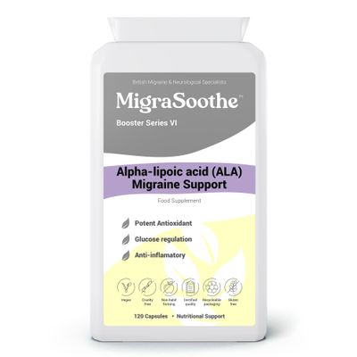 MigraSoothe Alpha Lipoic Acid Booster Series VI  High Potency ALA for Migraine Support, Antioxidant & Anti-inflammatory Properties  120 Vegan Capsules (120 Capsules)
