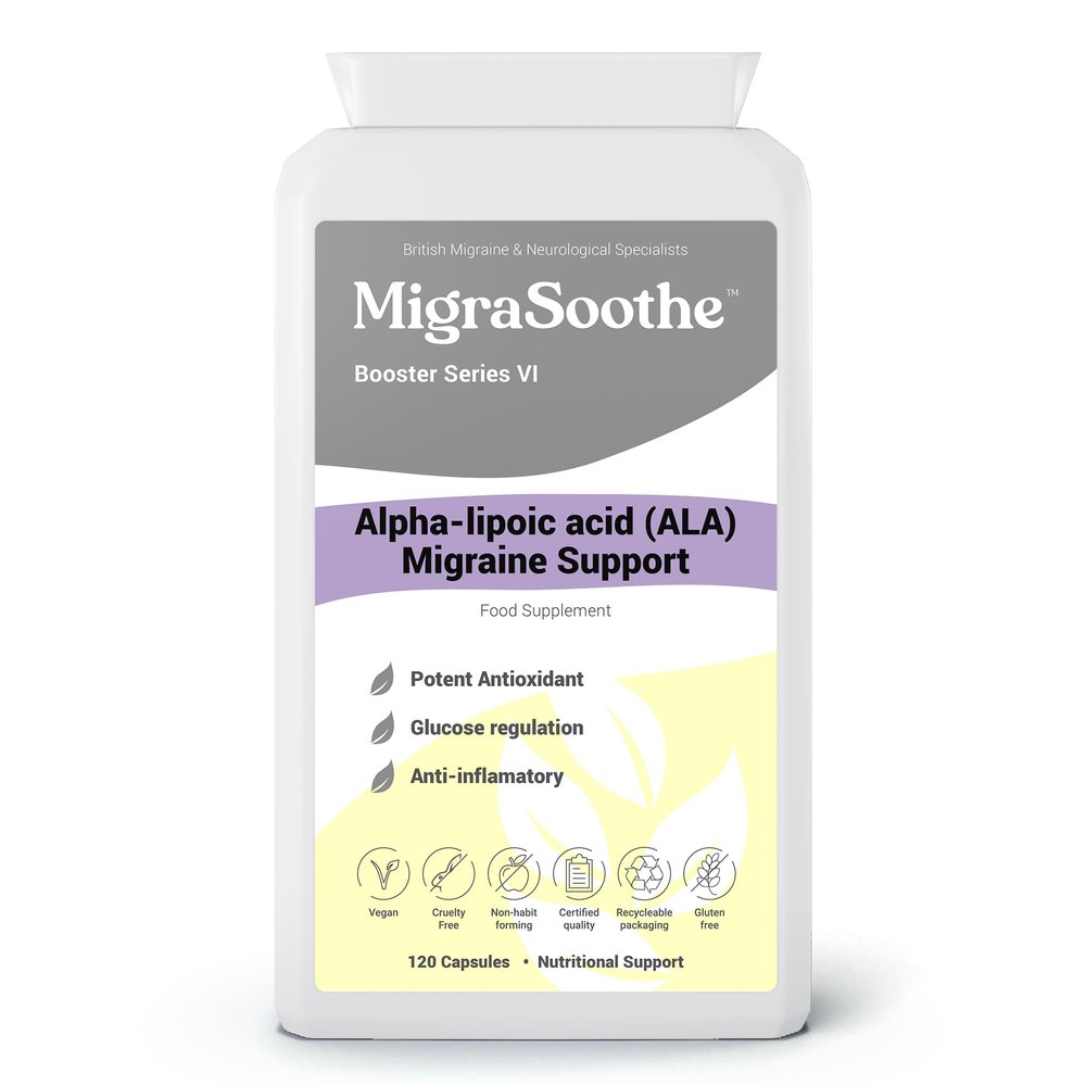 MigraSoothe Alpha Lipoic Acid Booster Series VI  High Potency ALA for Migraine Support, Antioxidant & Anti-inflammatory Properties  120 Vegan Capsules (120 Capsules)