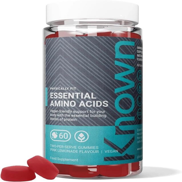 Known Essential Amino Acids Gummies  Pink Lemonade Flavour  Vegan Gummy Supplement with 200mg Amino Acids  Muscle Health & Recovery  1 Month Supply  for Men & Women