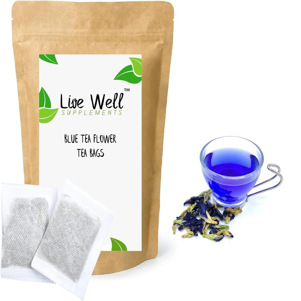 BLUE TEA FLOWER Herbal Tea Bags (Unbleached Tea Bags) Premium Quality! Available in 30+ Varieties (Blue Tea, 25 Tea Bags)