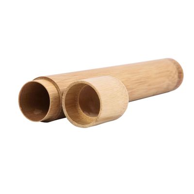 DOITOOL 1pc Portable Bamboo Toothbrush Holder Tube Travel Case for Hiking Camping Chic Round Design Easy to Clean Lightweight Toothbrush Storage