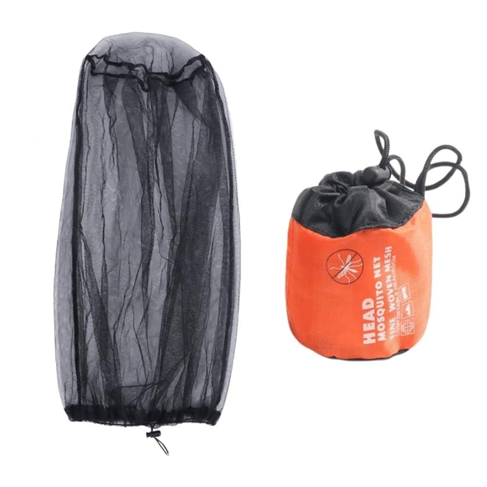Ziyofinn Midge Head Net with Storage Bag Face Net Mesh Nylon Mosquito Head Net for Outdoor Hiking Camping Climbing Fishing and Walking (Black) (Black)