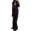 Koitniecer Crochet Maxi Dress Cover Ups for Women Y2K Long Sleeve Knitted Hollow Out Maxi Dress Sexy See Through Beach Maxi Dress (Sheer Mesh-Black, M) view 1