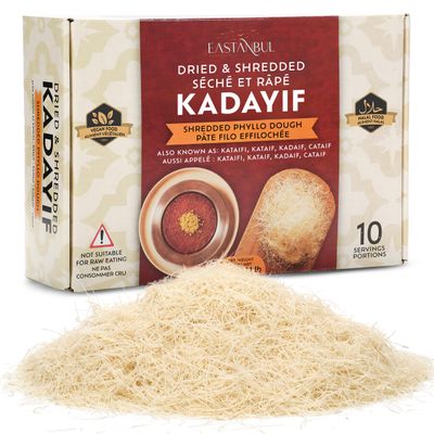 Eastanbul Dried & Chopped Kataifi Shredded Fillo Dough, Kurutulmus Kadayif Pastry Dough, Ingredient for The Popular Dubai Pistachio Chocolate Bar, Shredded Phyllo Dough, Kunafa Dough, 500g