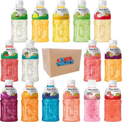 Mogu Mogu Flavored Drinks 12 Pack With 6 Assorted Flavours 320ml - Nata De Coco Juice - Jelly Texture - Refreshing Taste - Fun Drinking During Hot Summers Or Take Them On Trip & Picnics Boxed Treatz