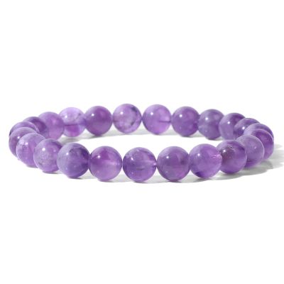 100% Natural Stone Amethysts Quartz Bracelet 8mm Beads Bracelet,Amethyst,19CM